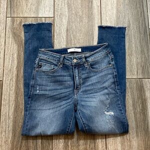 KanCan blue washed ripped straight leg jean